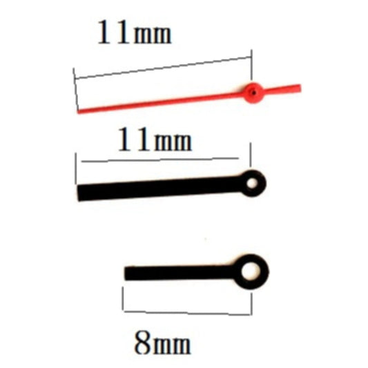 Aiguilles de montre carrées noires pointues 11 x 11 x 8 mm pour mouvement à quartz Miyota 2035
