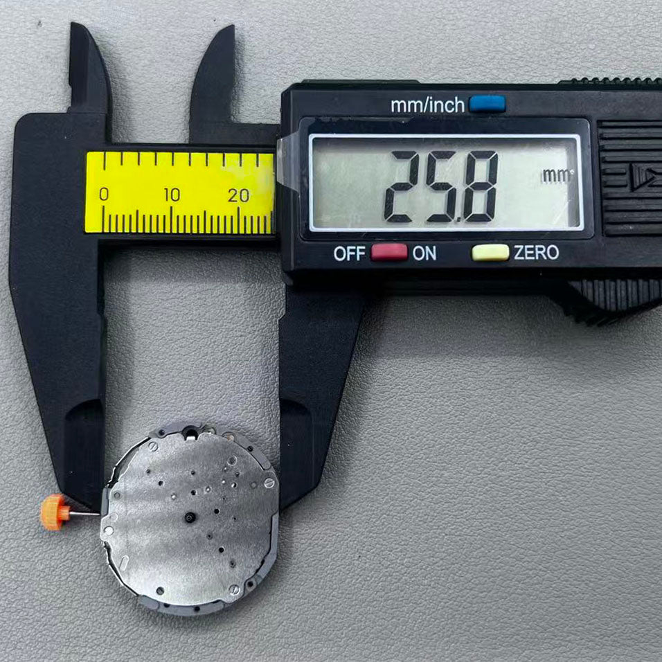 Japan Miyota JS50 quartz watch movement with small second hand at 4, 6, and 7 o'clock positions