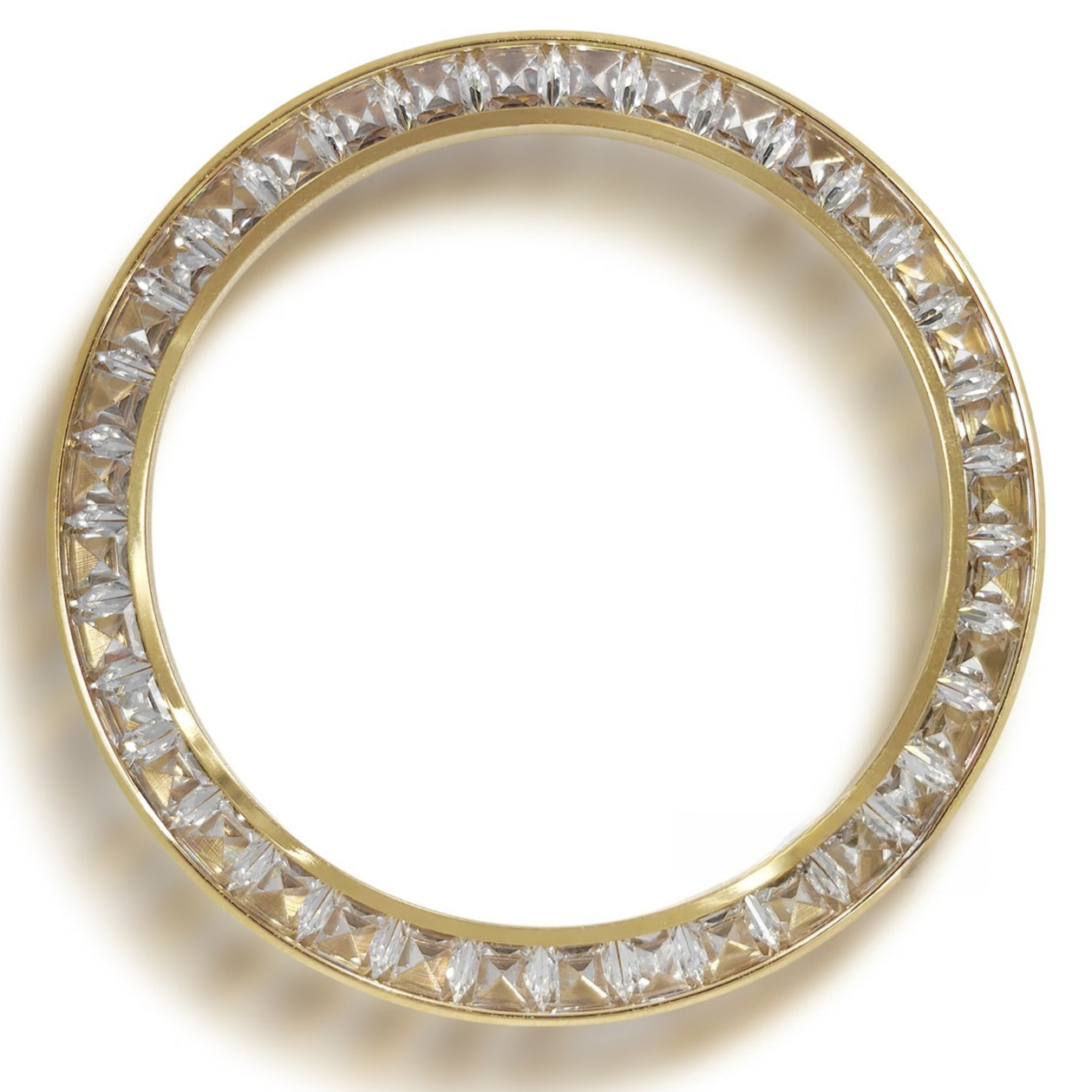 Daytona T-Shaped Square Moissanite Inclined Golden Watch Bezel