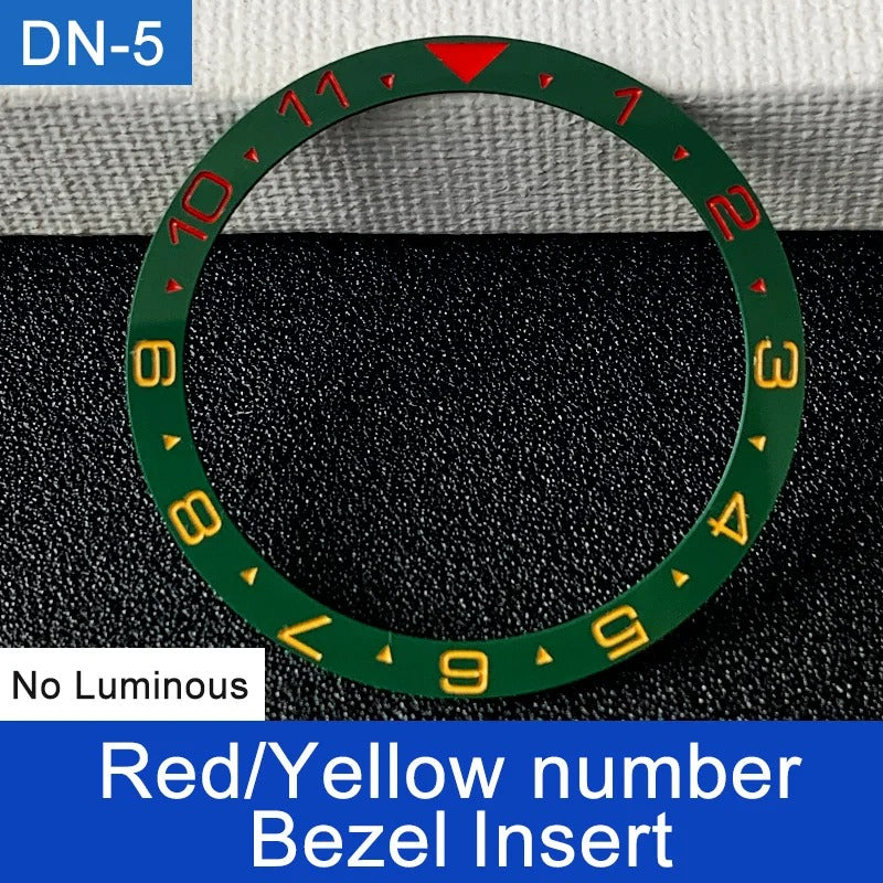 Red+Yellow Font 38mm No Lume Green Flat Ceramic Bezel For Skx009 Skx007 Skx011
