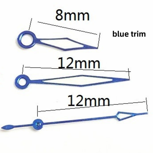 Aiguilles de montre en forme de diamant, garniture bleue, 12 x 12 x 8 mm, pour mouvement mécanique automatique Seagull ST6