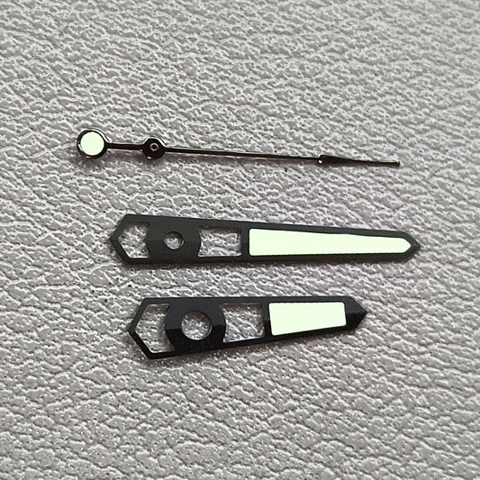 Blue Lume Hollow Black Trim 3 Pins Watch Hands Set for NH35 NH36 Movement