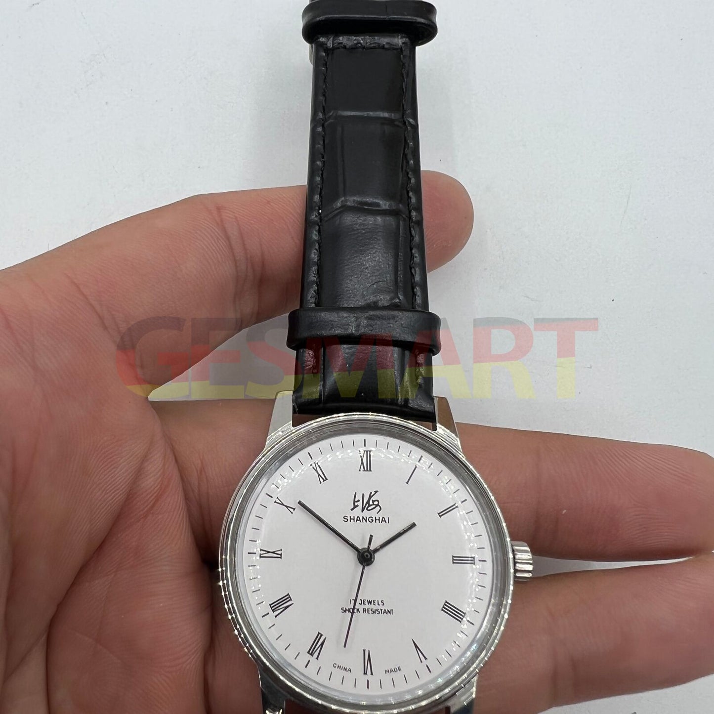 Shanghai Factory 36mm 8120 manual mechanical watch with 17 jewels and shock resistance, classic style.