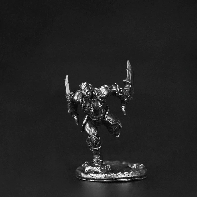 Orc Dual Axe Berserker Copper Miniature Figurine White Bronze Wargame 318-4