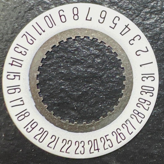 White date disk wheel for ETA955.114/955.412 watch movement, date display at 6 o'clock, precision fit.
