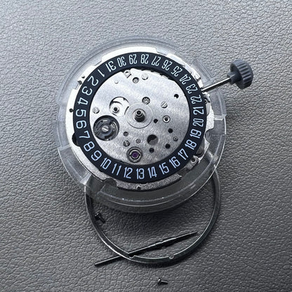 Japan Miyota 8215 automatic watch movement with black dial and date display at 6 o'clock by Miyota.