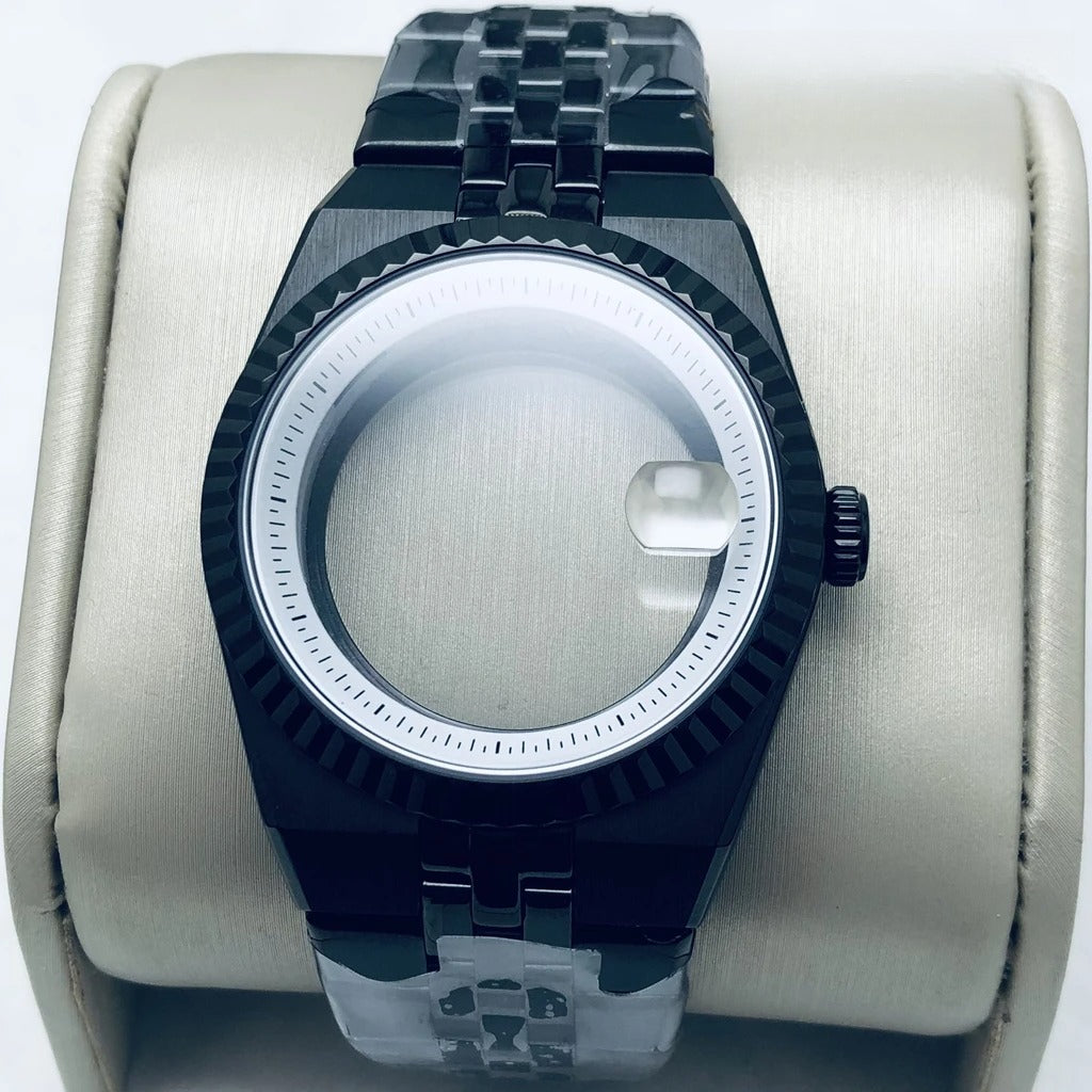 904L Black 40mm Land-Dwellwe Watch Case+Strap Sapphire Glass For NH34 NH35 NH36