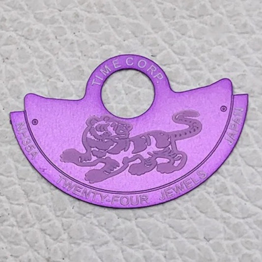 Purple Tiger Rotor overlay for NH35 NH36 7S26 4R35 movements, enhancing watch performance and style.