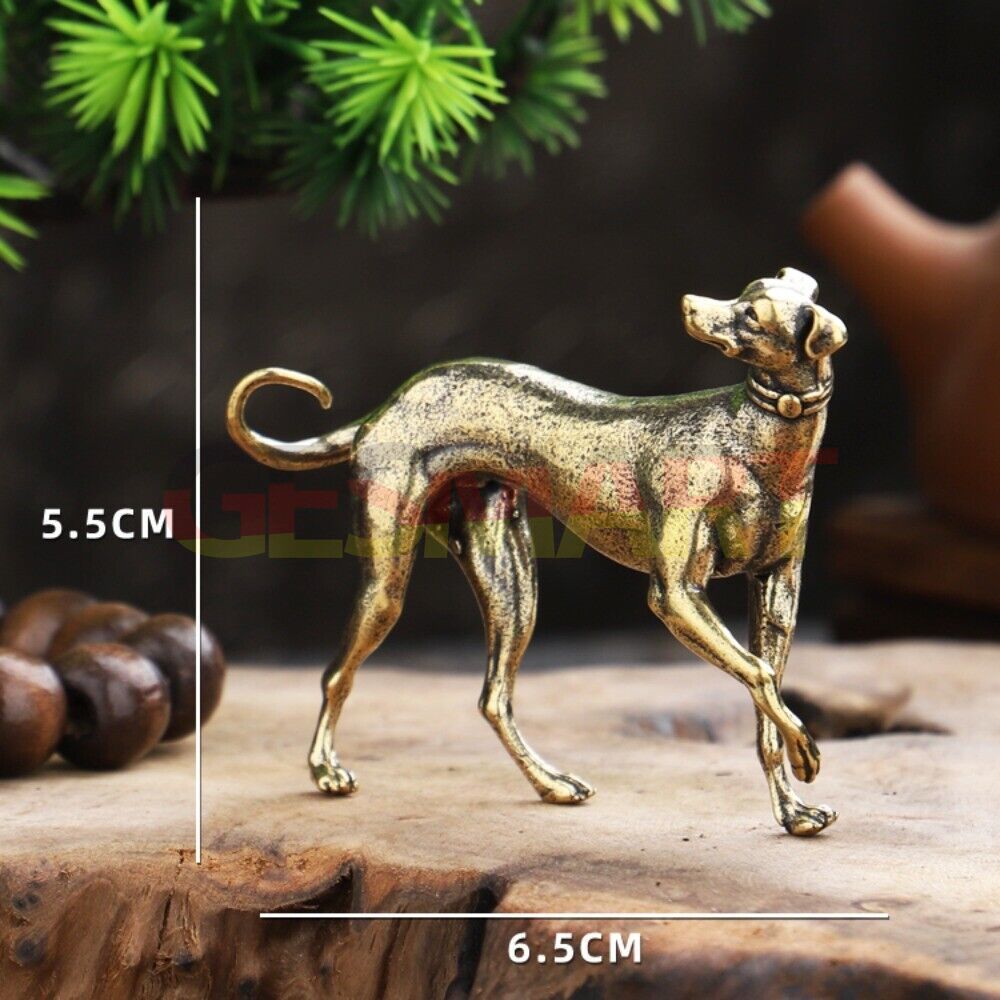 Solid copper little puppy trinket, hand-carved bronze figurine for collectors and decor.