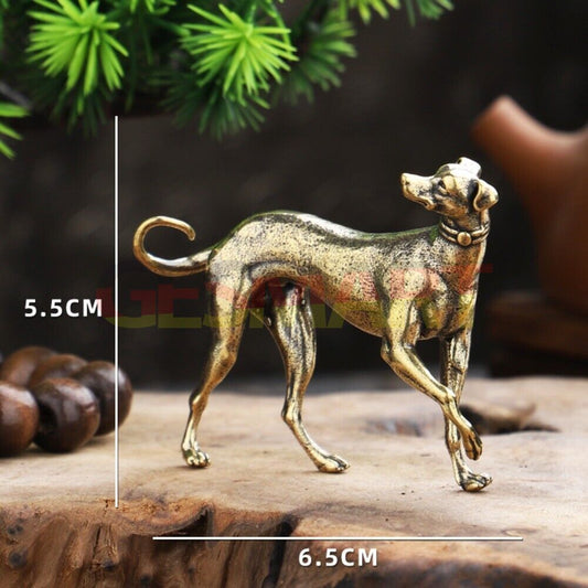 Solid copper little puppy trinket, hand-carved bronze figurine for collectors and decor.