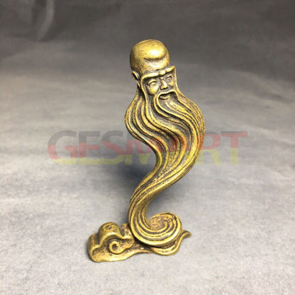 Hand-carved solid copper God of Longevity figurine, detailed bronze d�cor for timeless elegance.