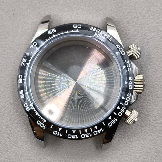 Silver Black Daytona 40mm Mens Watch Steel Case for Daytona VK63 VK64 Case
