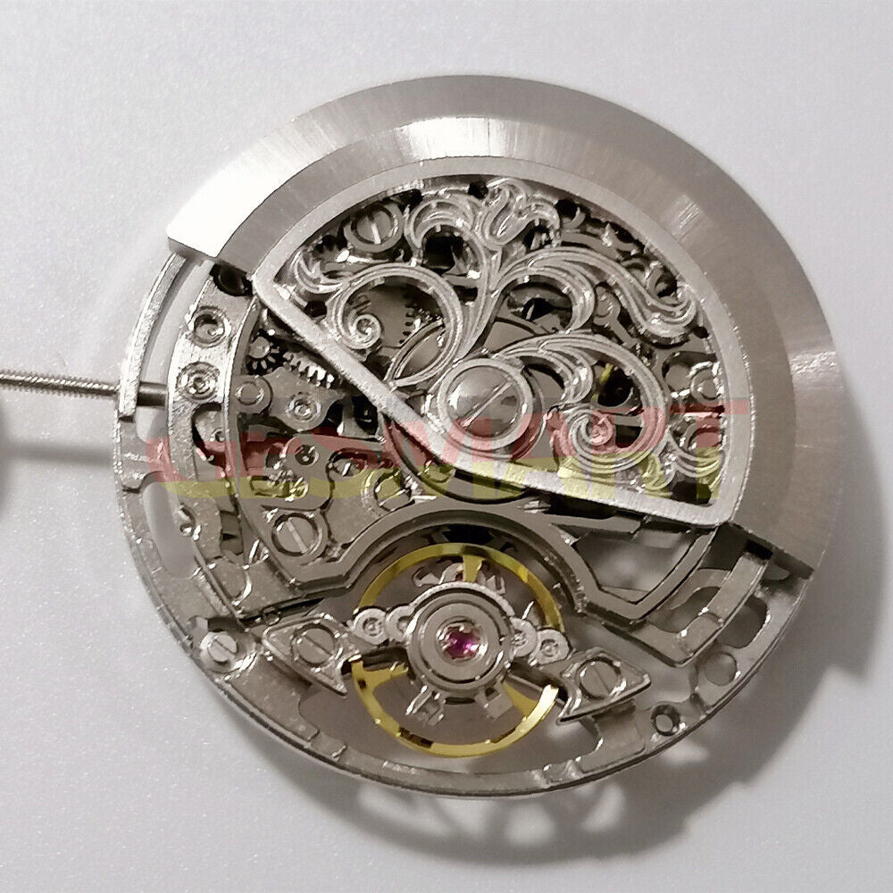 Hangzhou 7500 silver hollow watch movement with three hands, precise Chinese craftsmanship for watch accessories.