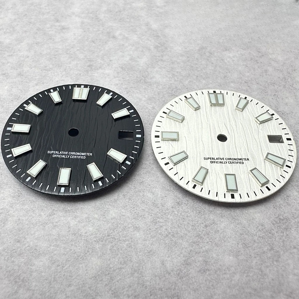 28.5mm Single Calendar Luminous  Water Ripple Texture Watch Dial Fit NH35 NH36