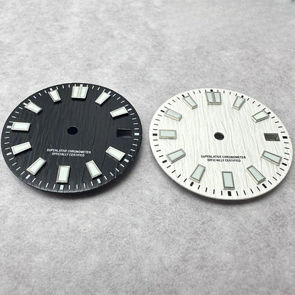 28.5mm Single Calendar Luminous  Water Ripple Texture Watch Dial Fit NH35 NH36