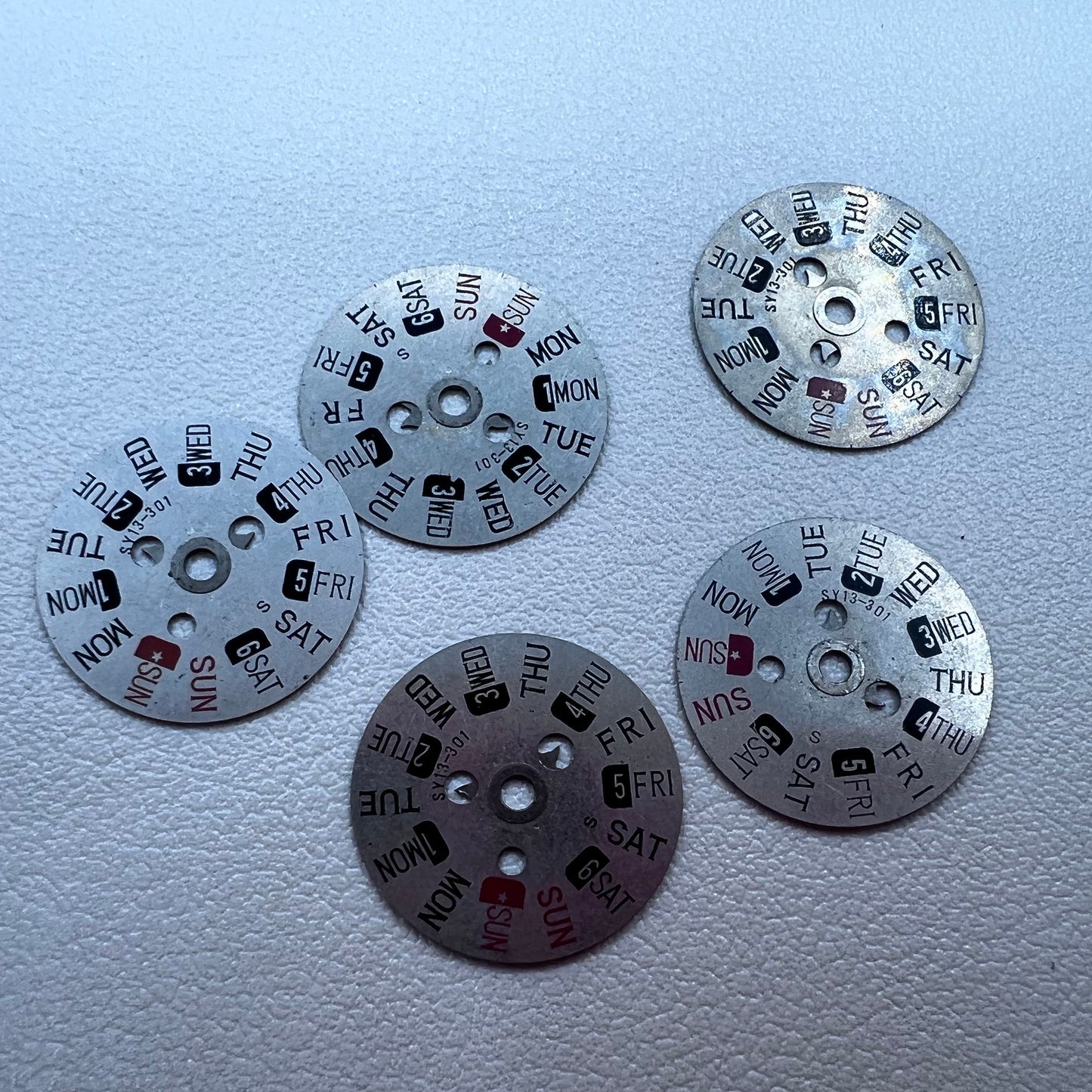 5 PIECES Red+Black Font English Week Disk Wheel Week Wheel for Orient 46941 46943