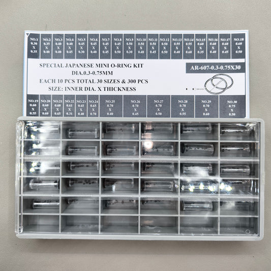 300 PIECES 30 Sizes 0.3-0.75mm Waterproof Mini O-ring Kit for Watch Crown Seal