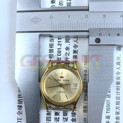 Double Rhomb golden nail lady watch with manual mechanical movement and calendar in elegant case
