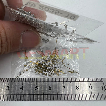 Lot de 100 aiguilles de montre luminescentes vertes argentées de 10 mm pour mouvement à quartz Miyota 2035 