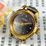 24mm HAIDA Manual Mechanical Lady Watch Golden Nail 17 Jews Grey Dial Round Case