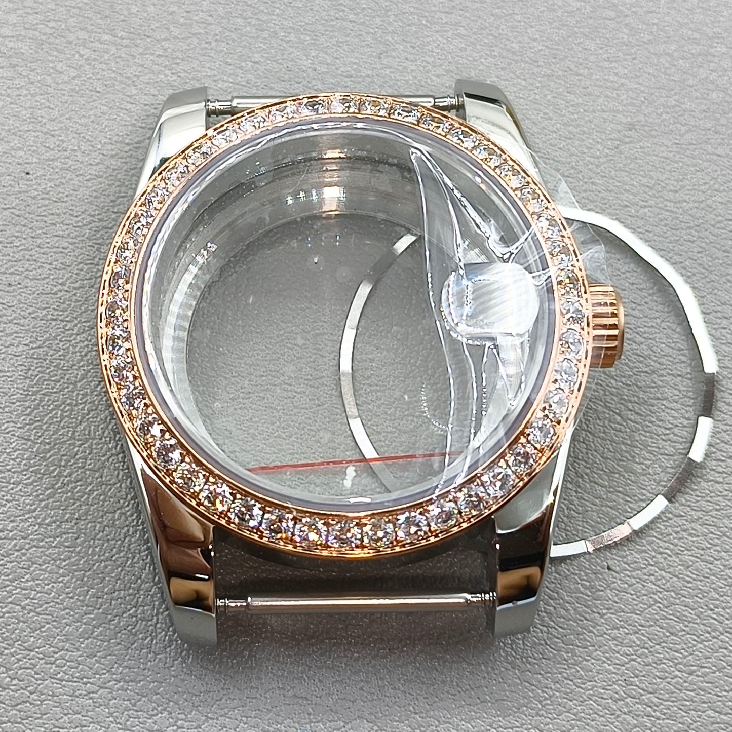 36MM Gold Watch Case Transparent Caseback Sapphire Crystal for NH35/NH36/4R/7S