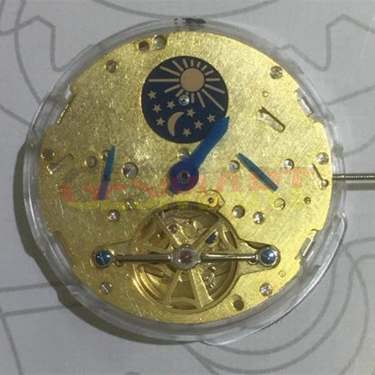 Multifunctional golden moon phase watch @12 with automatic mechanical movement by China Made, elegant design for watch enthusiasts.