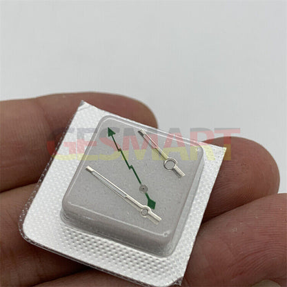 Green luminous 3-hand set with lightning second hand for Miyota NH35/NH36, enhancing watch visibility and style.