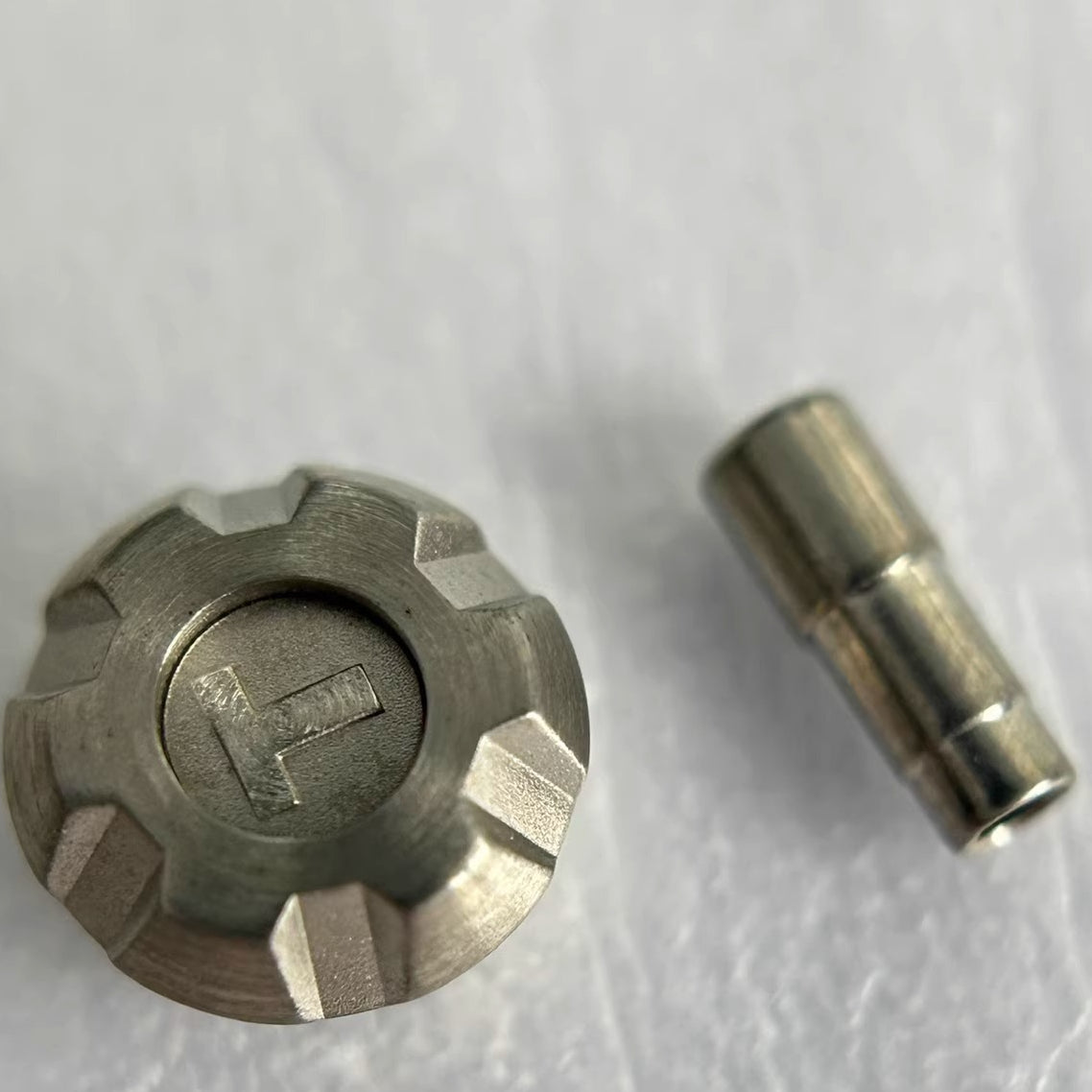 Steel dark silver matted watch crown for Tissot T062430, durable repair part for watch maintenance.
