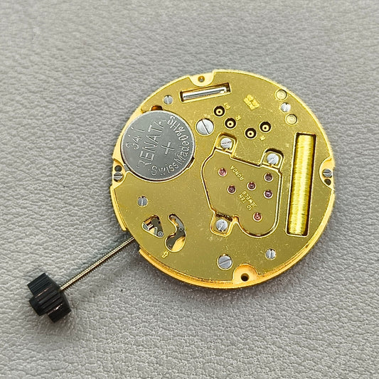 Swiss Ronda 1009 Watch Quartz Movement 2 Hands Date@3 Golden Plated