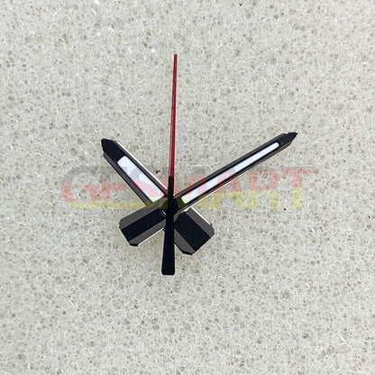 Green luminous arrow-shaped watch hands with black trim for NH35, NH36, 4R, 7S movements.