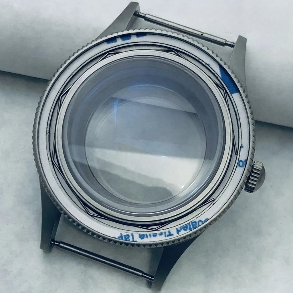 40mm Titanium Watch Case Lume Bezel Double Domed Coated AR Fit NH34/35/36 4R35