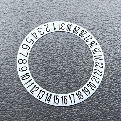 Black date wheel overlay with bold font on white background for NH35 NH36 watch movement, date at 6 o'clock, branded.