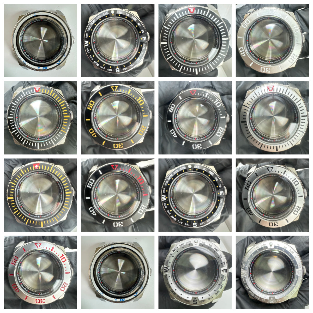 43mm Silver Case+Aluminum Bezel+BlackRed Chapter Ring Waterproof Fit NH35/NH36