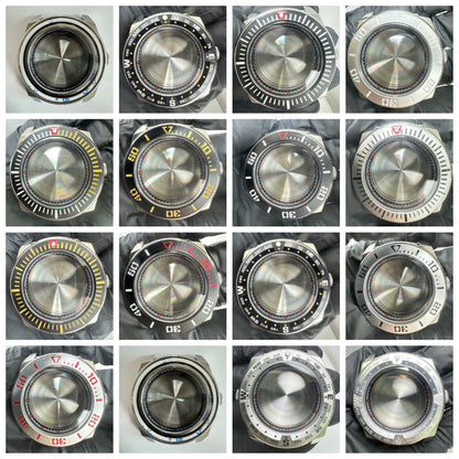 43mm Silver Case+Aluminum Bezel+BlackRed Chapter Ring Waterproof Fit NH35/NH36