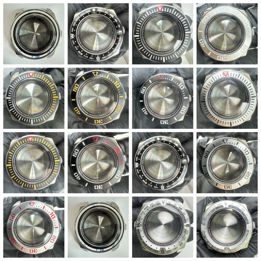 43mm Silver Case+Aluminum Bezel+BlackRed Chapter Ring Waterproof Fit NH35/NH36