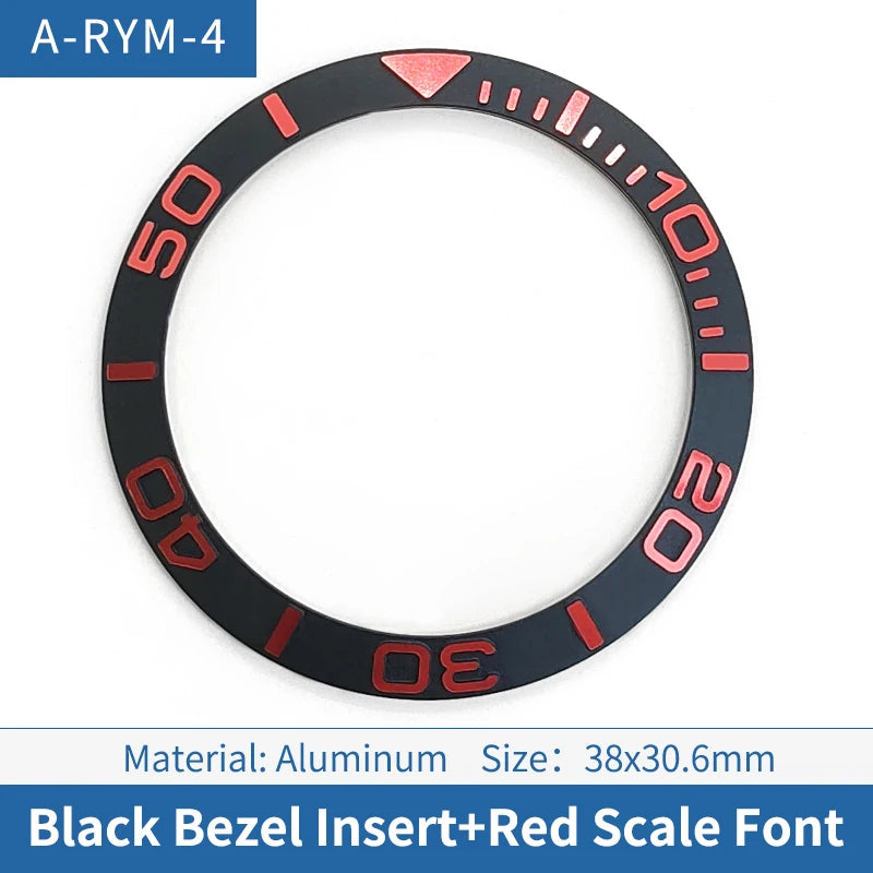 38mm Red Font Black Sloped Aluminum Watch Bezel For Skx007 Srpd Diving Watch