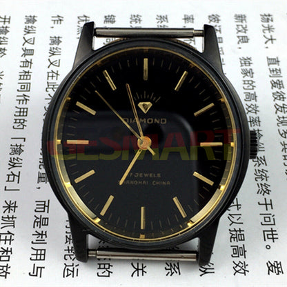 36 mm SHANGHAI DIAMOND Ovale manuelle mechanische Uhr 17 Juden Schwarzes Zifferblatt Schwarzes Gehäuse