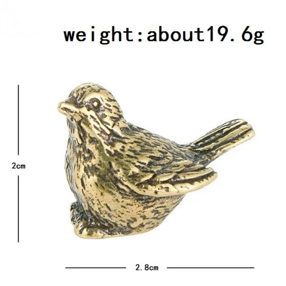 Hand-carved vintage solid copper bird trinket, decorative bronze model for watch accessories.