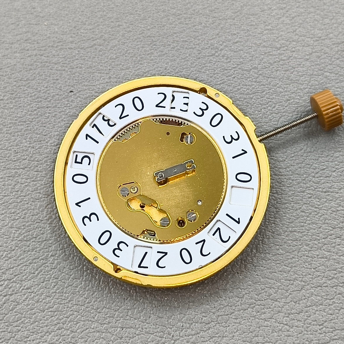Swiss Ronda 6004B 6004.B Quartz Watch Movement Golden Plated Date@12