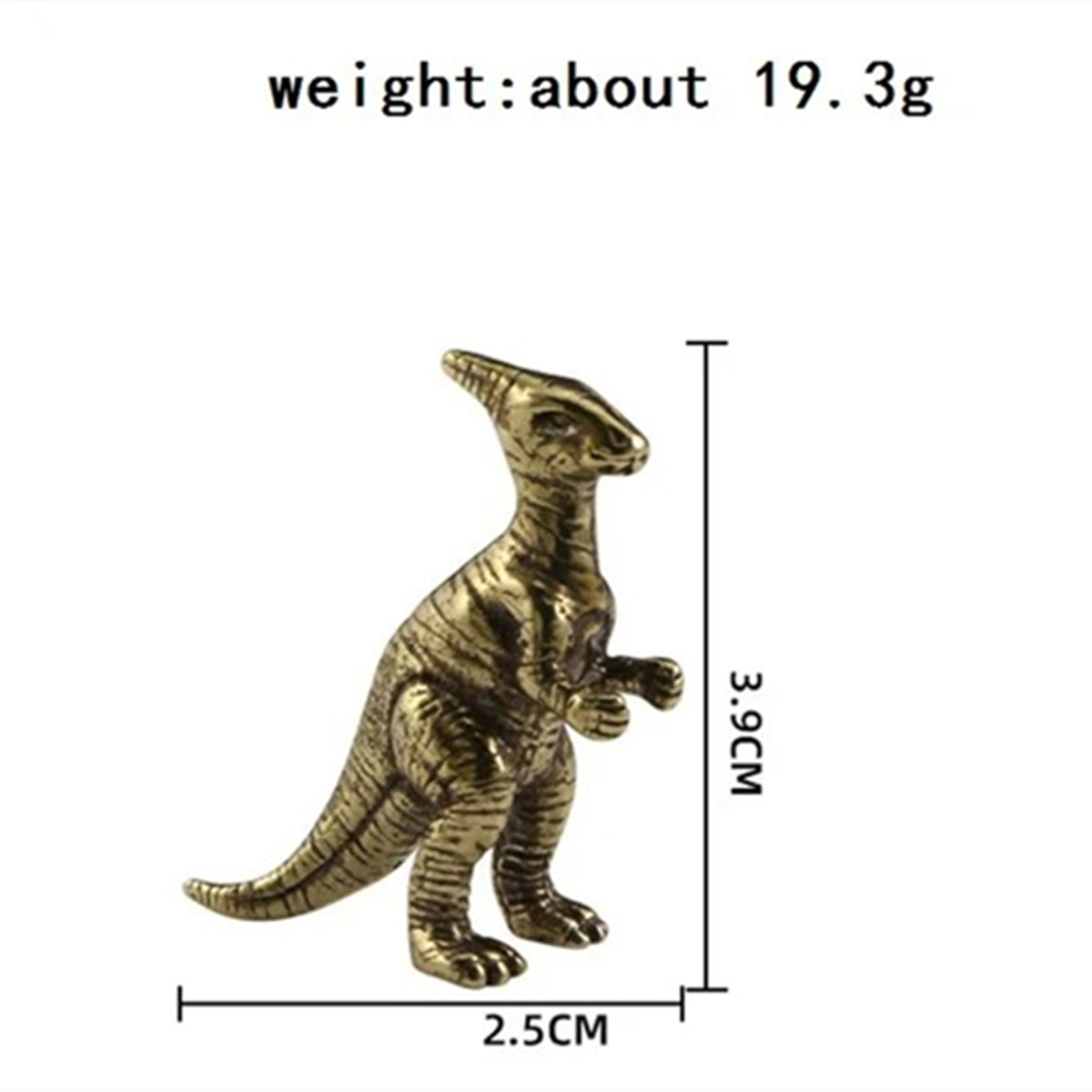 Hand-carved solid copper Coelurosaur bronze figurine, detailed Jurassic Cretaceous design.