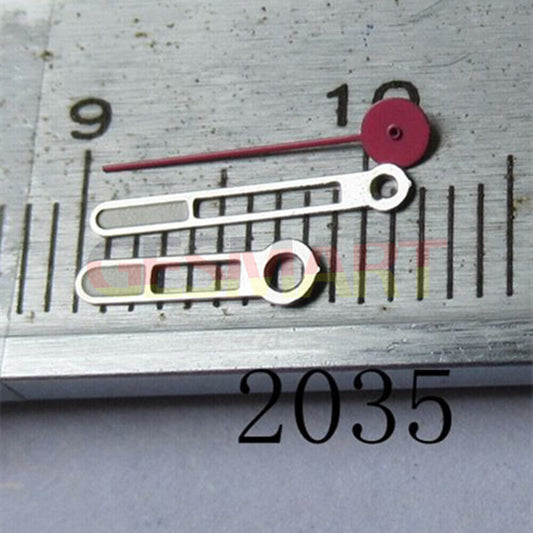 Red luminous hollow second hand for Miyota 2035 watch movement, enhancing visibility and style.