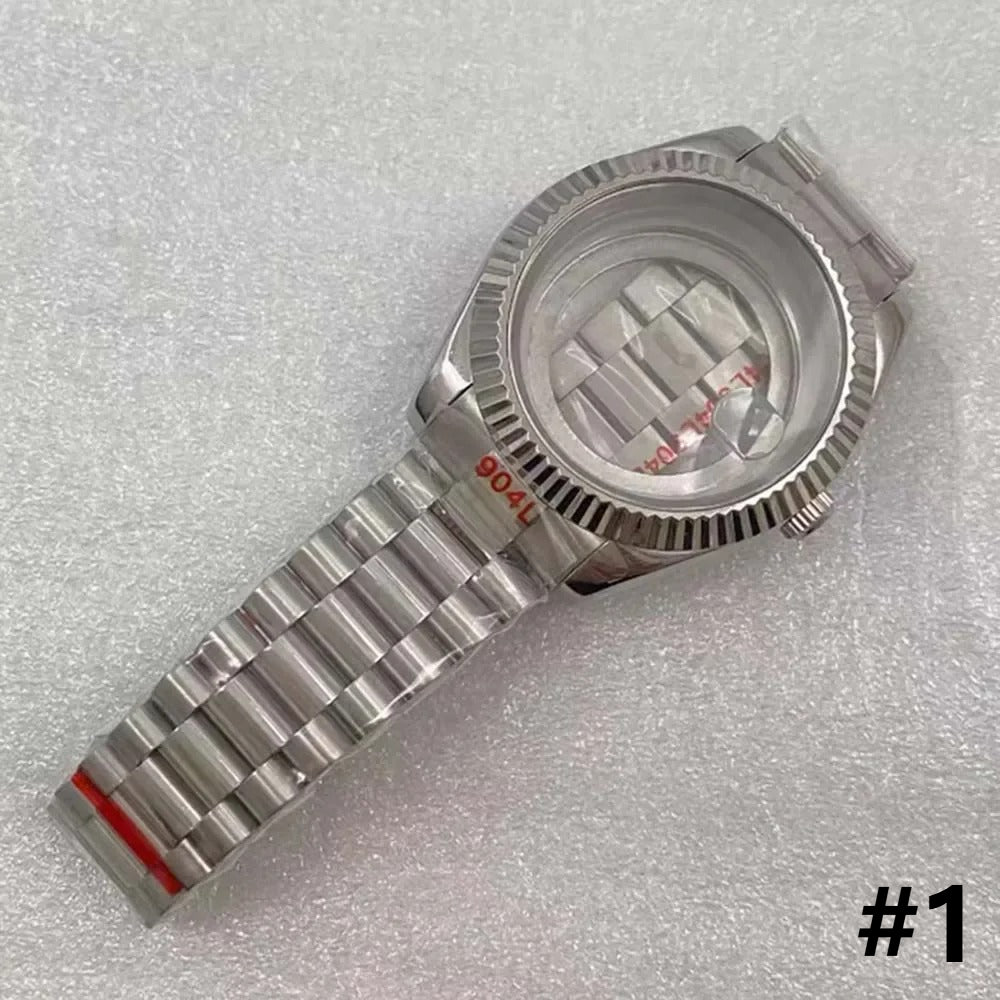 40mm Cyclops Lens Stainless Steel Watch Case & Band Set Fit for 8285 Movement