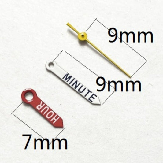 Silver 9x9x7mm fashion watch hands compatible with Miyota 2035 quartz movement, stylish accessory.