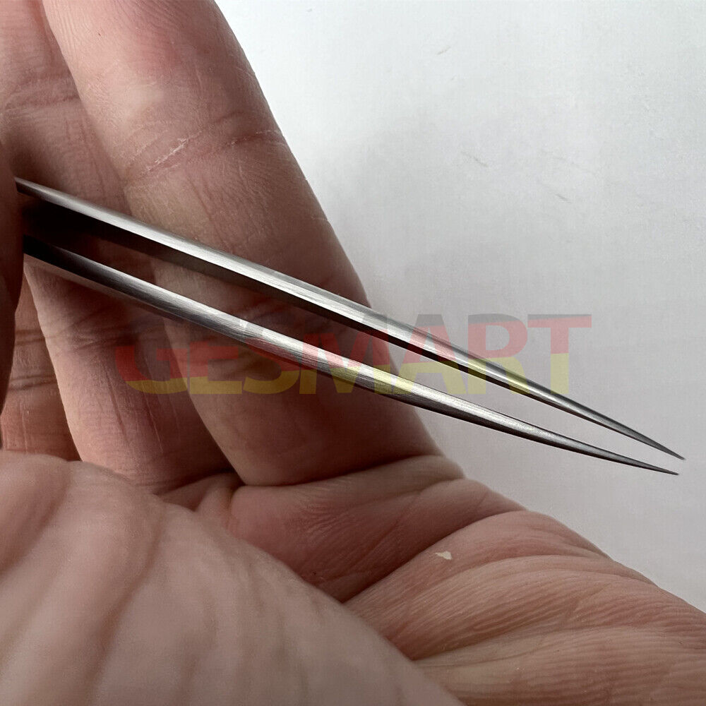 Bergeon 7027-SS stainless steel tweezer with fine narrow tips for precise watch repair handling.