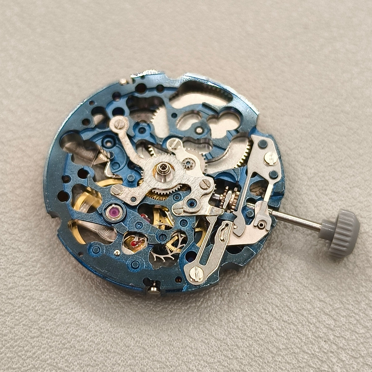 Japan Miyota 8N24 Blue+Silver Hollow Automatic Mechanical Movement