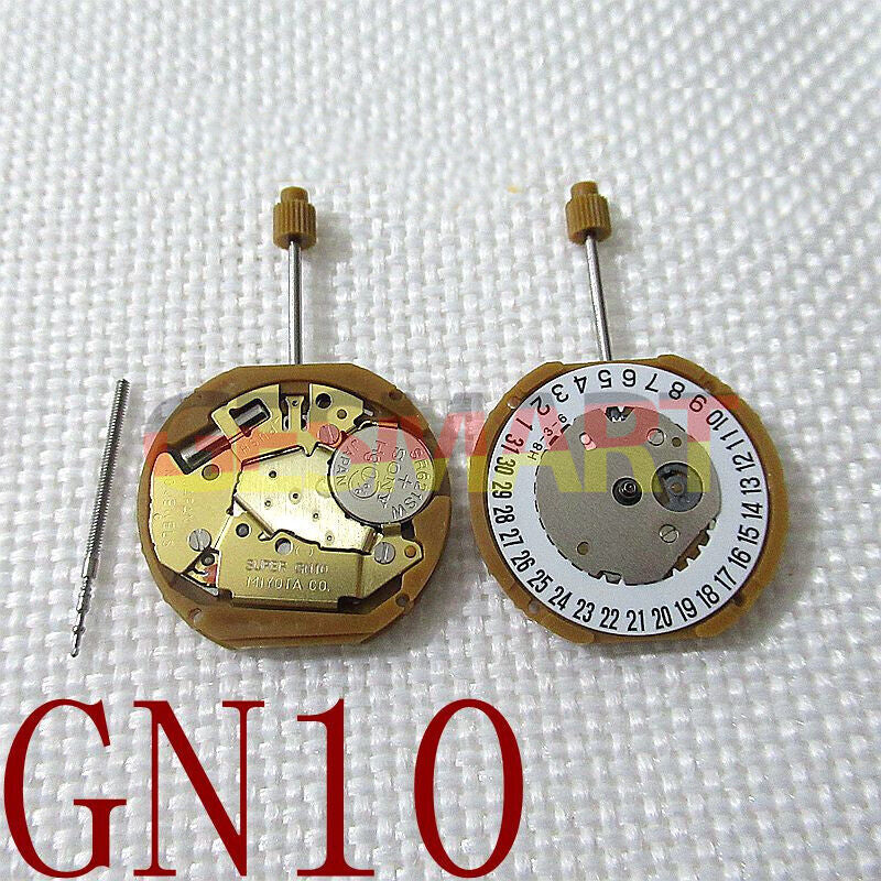 Miyota GN10 Japan Quartz watch movement with date display at 6 o?clock, precise and reliable.