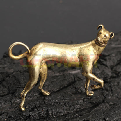 Vintage solid copper standing puppy figurine, hand carved bronze model, perfect for watch accessory decor.