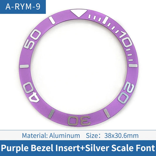 38mm Silver Font Purple Sloped Aluminum Watch Bezel For Skx007 Srpd Diving Watch