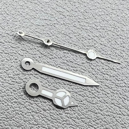 1. Silver-trimmed green lume watch hands set for NH05 NH06 movements.  