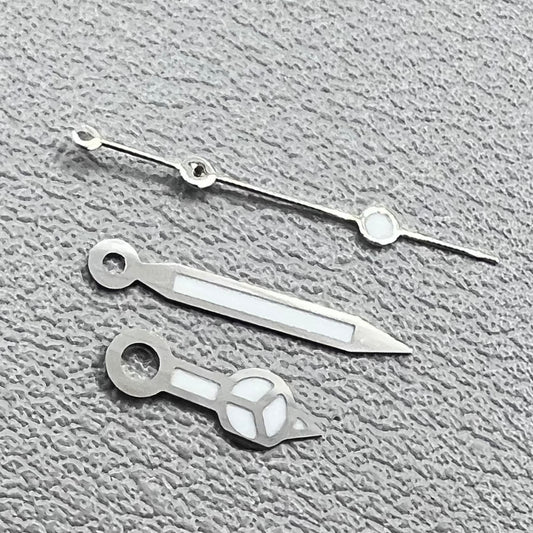 1. Silver-trimmed green lume watch hands set for NH05 NH06 movements.  